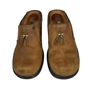 Ariat Mendocino Women's Brown Leather Tassel Clog Mules Slip-On Shoes 8.5B